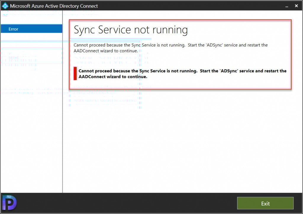 Fix Azure AD Sync Service not Running 1 Azure AD Sync Service is not Running