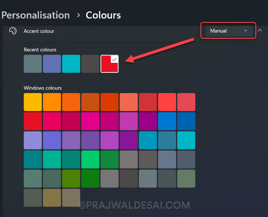 How to Change Accent Color on Windows 11 2 Change Windows 11 Accent color in Dark Mode