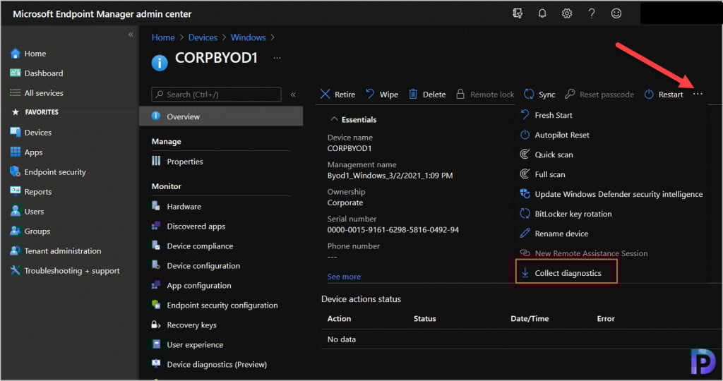Easy Guide to Collect Logs with Intune MEM 1 Collect Diagnostics in Intune Portal