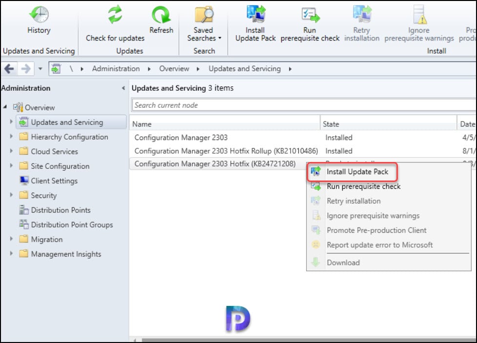 ConfigMgr 2303 Hotfix KB24721208 to Fix Slow data processing 1 Install ConfigMgr 2303 Hotfix KB24721208