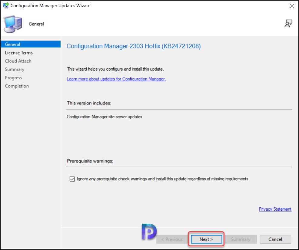 ConfigMgr 2303 Hotfix KB24721208 to Fix Slow data processing 2 Install ConfigMgr 2303 Hotfix KB24721208