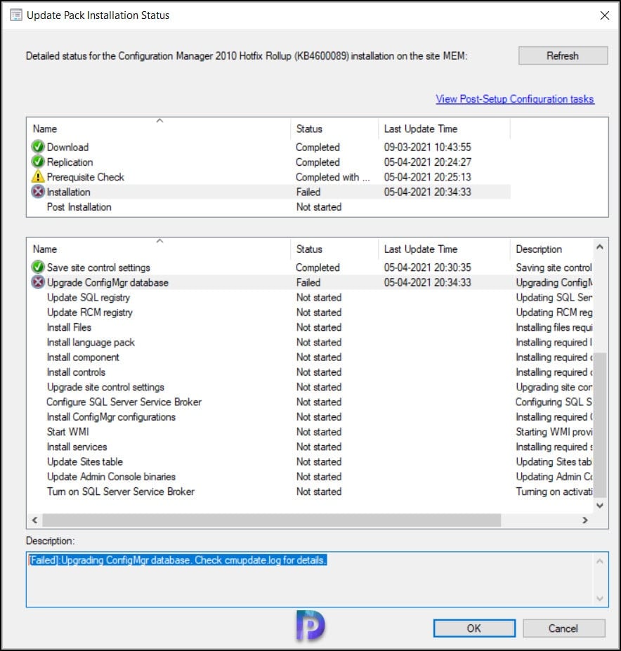 Fix ConfigMgr Database Upgrade Error 0x87d20b15 2 ConfigMgr Database Upgrade Error 0x87d20b15