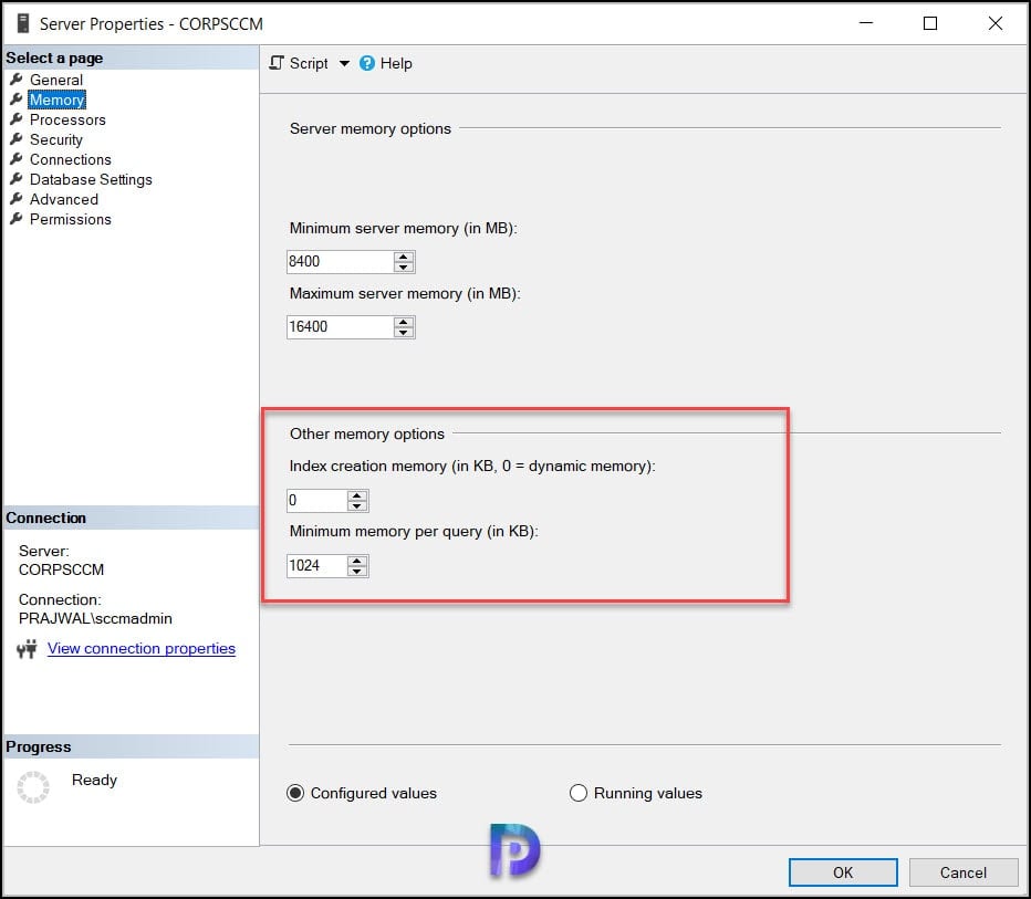 Fix ConfigMgr Database Upgrade Error 0x87d20b15 8 SQL Server Index Creation Memory