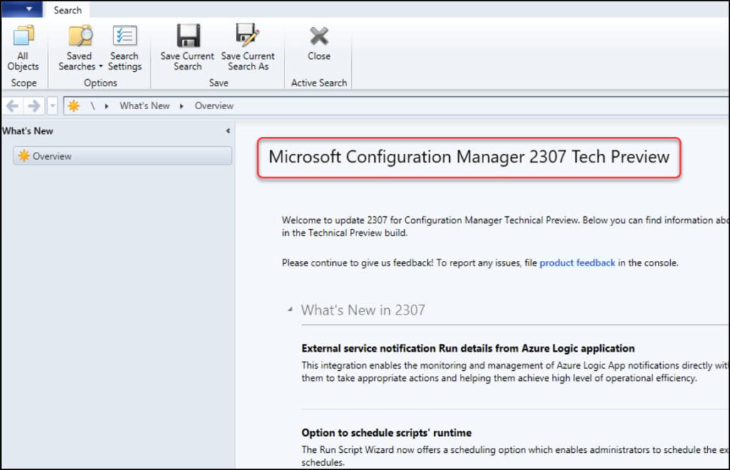 ConfigMgr Technical Preview 2307 New Features 9 ConfigMgr Technical Preview 2307 Installed