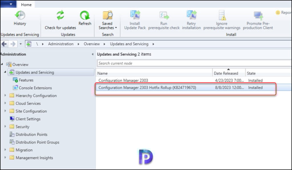 Latest Configuration Manager 2303 Hotfix KB24719670 Rollup 7 Verify the Hotfix KB24719670 Installation on Primary Site