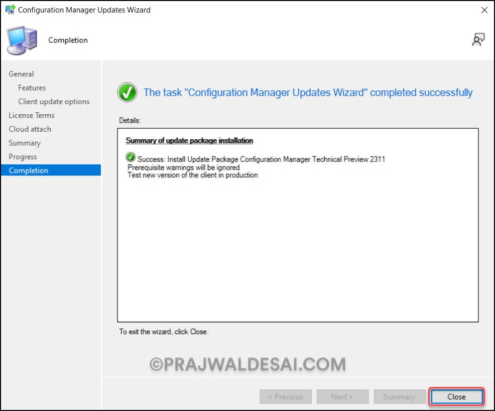 Configuration Manager Technical Preview 2311 New Features 5 SCCM Technical Preview 2311 Update Installation