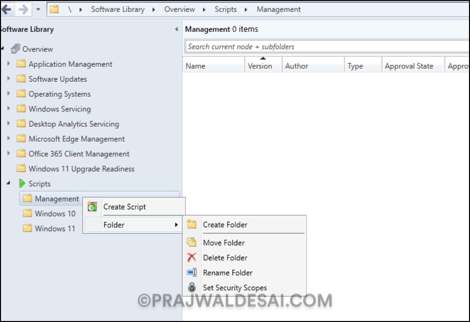 Configuration Manager Technical Preview 2311 New Features 6 Folder support for Scripts node in Software Library