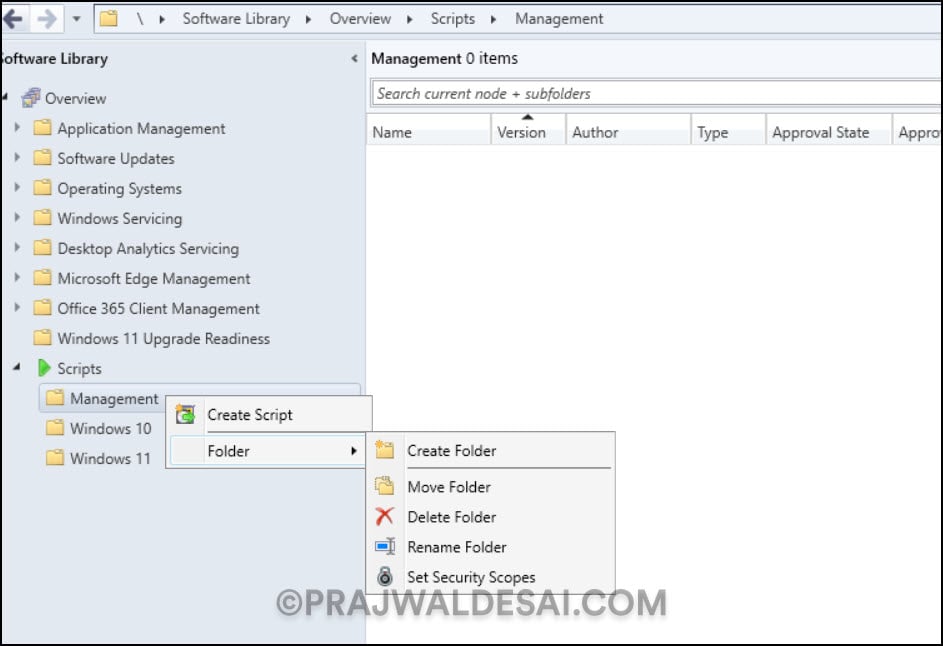Folder support for Scripts node in Software Library
