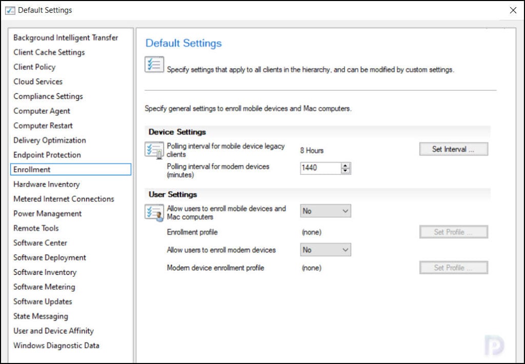 Configure Client Settings in SCCM Configuration Manager 11 Enrollment | Default Client Settings