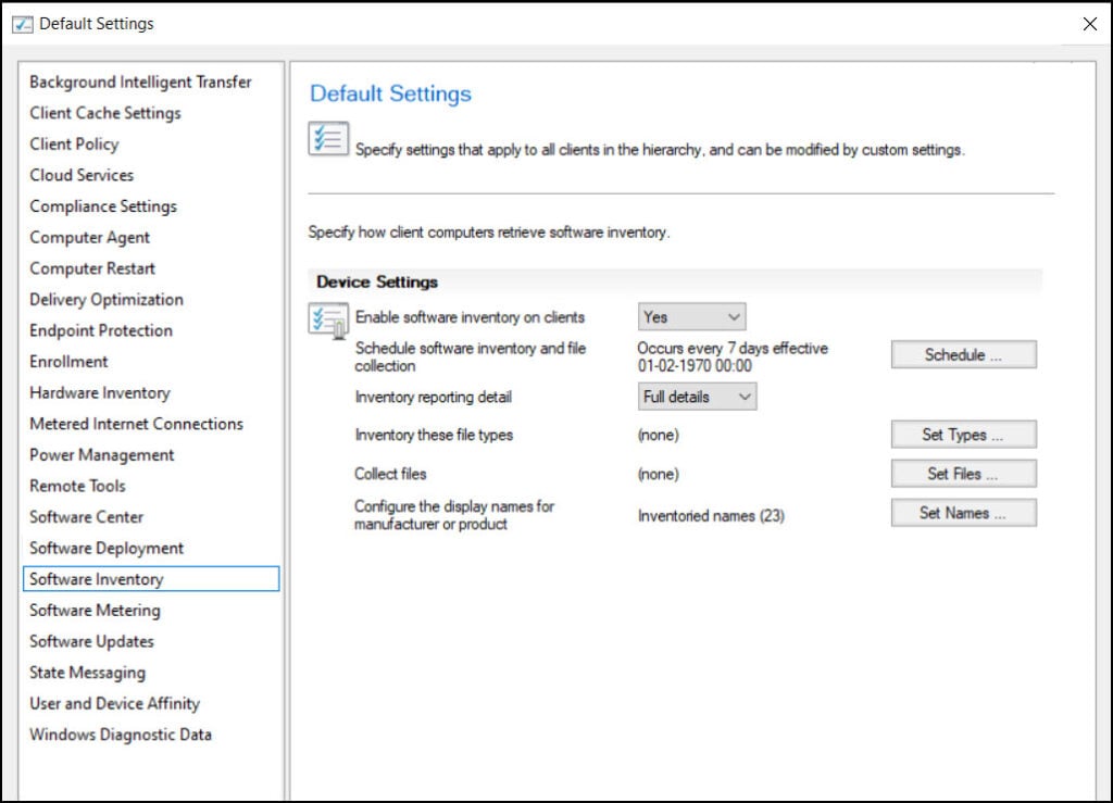 Configure Client Settings in SCCM Configuration Manager 18 Software Inventory | Configure Client Settings in SCCM