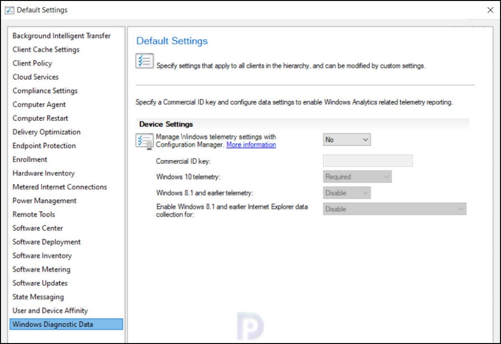 Configure Client Settings in SCCM Configuration Manager 23 Windows Diagnostic Data Client Settings