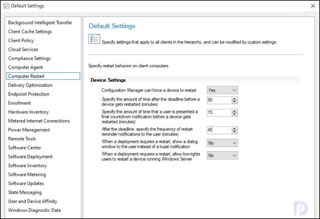 Configure Client Settings in SCCM Configuration Manager 8 Computer Restart | Configure Default Client Settings
