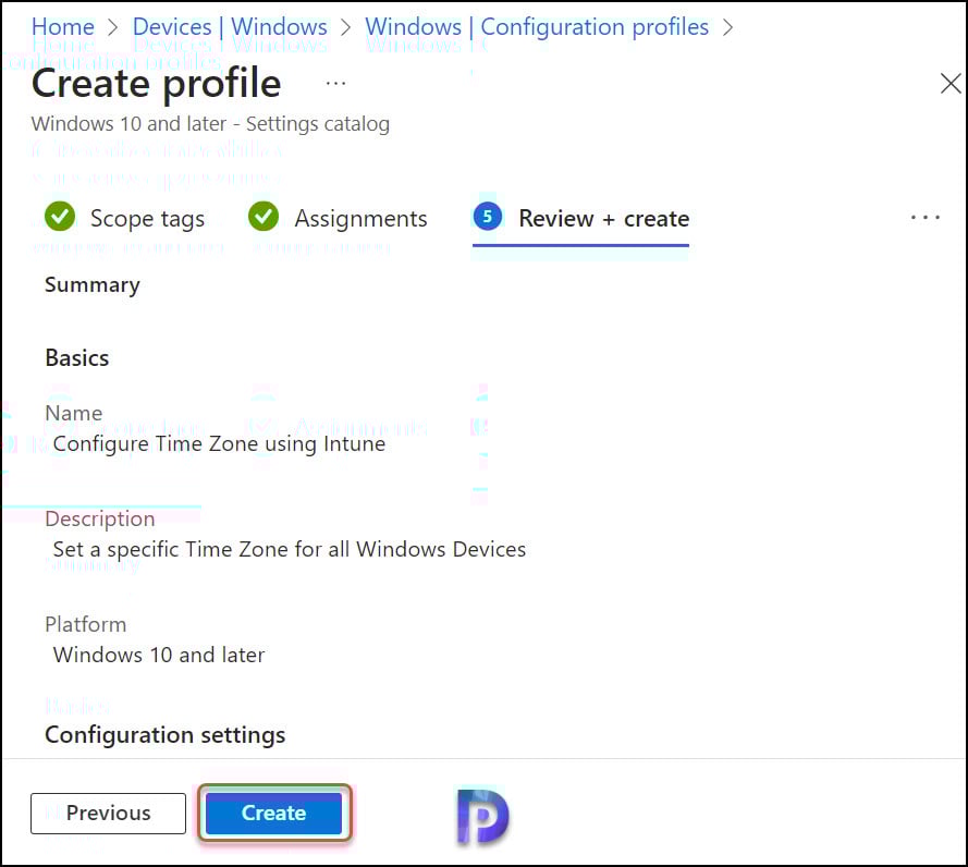 Configure Time Zone using Intune for Windows Devices 11 Create Intune Time Zone Policy