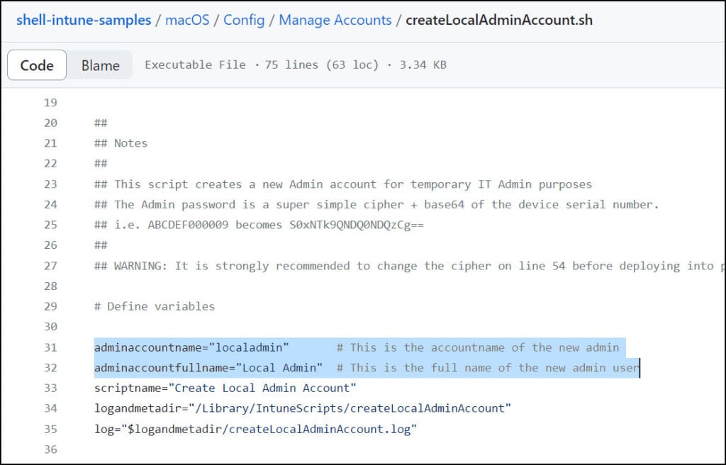Create a Local Admin Account on MacOS using Intune 1 Download CreateLocalAdminAccount.sh Script