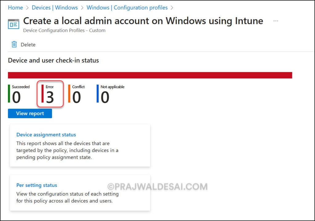 Monitor the Windows Local Admin account policy in Intune