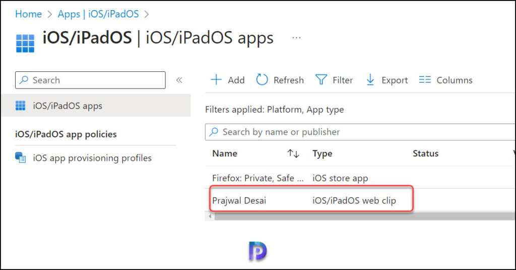 Create Web Clip App in Intune for iOS/iPadOS Devices 7 Monitor Web Clip App Deployment in Intune