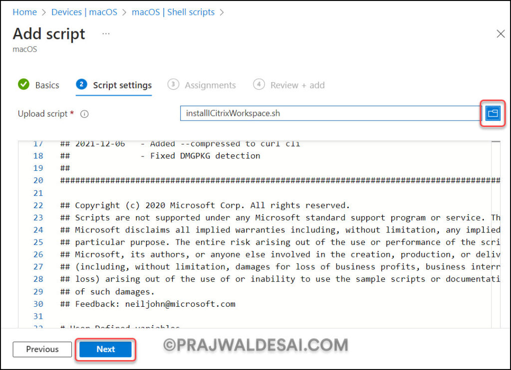 Intune: Deploy Citrix Workspace App for macOS Devices 3 Import installCitrixWorkspace.sh Script into Intune