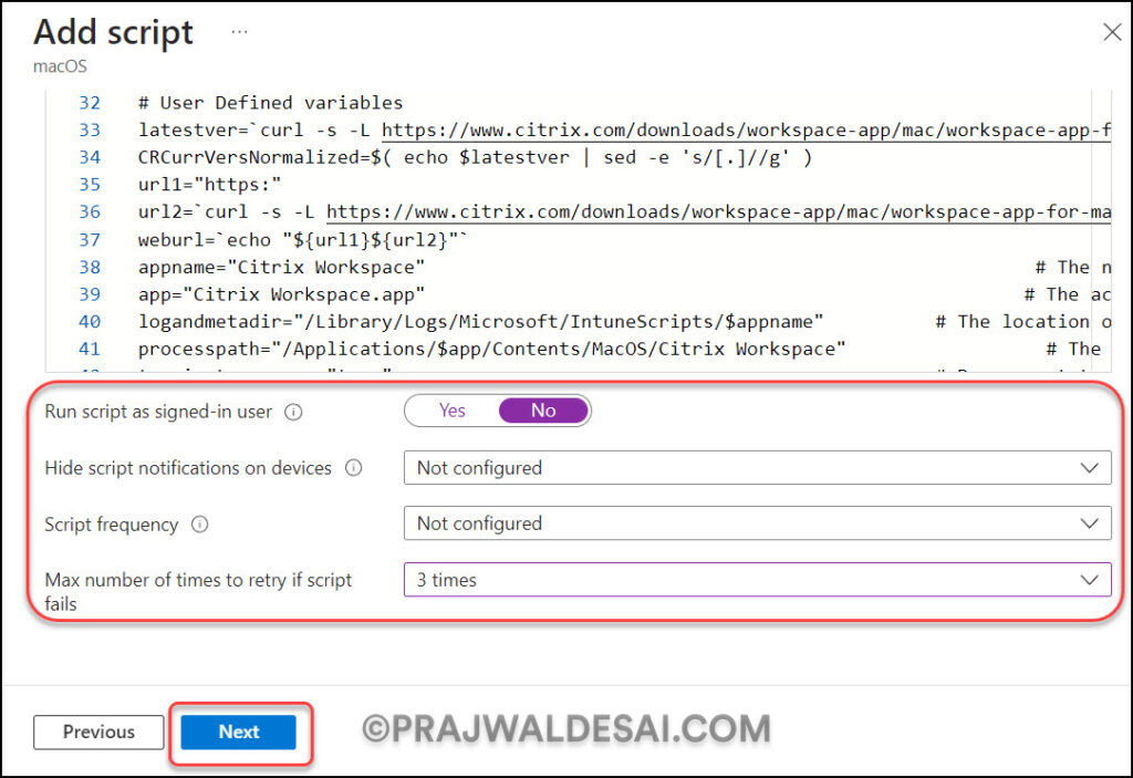 Intune: Deploy Citrix Workspace App for macOS Devices 4 Configure Citrix Workspace App Script Settings