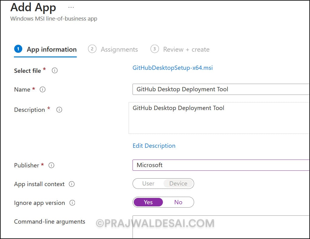 Configure GitHub Desktop App Information in Intune