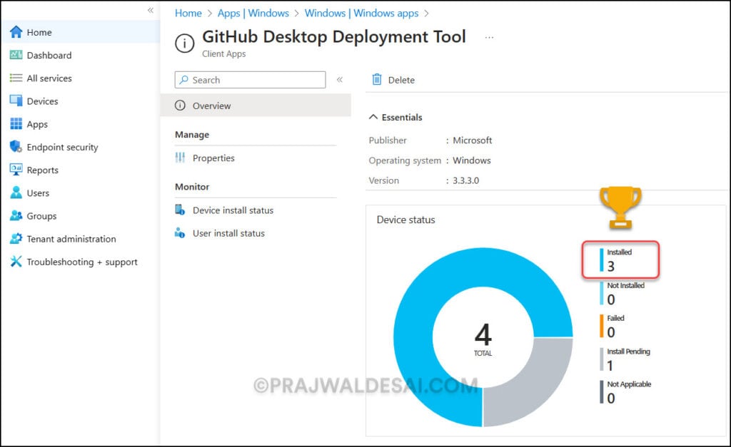 Monitor GitHub Desktop App Deployment in Intune