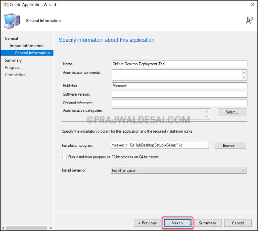 How to Deploy GitHub Desktop using Intune and SCCM 13 Configure GitHub Desktop Application details