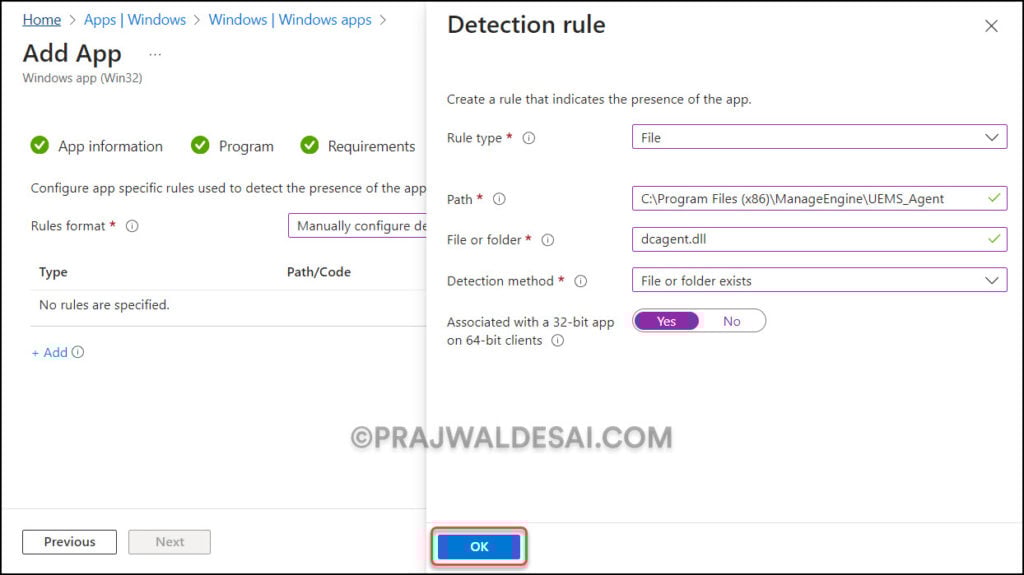 Deploy ManageEngine Endpoint Central Agent using Intune 13 Detection Rules for Endpoint Central Agent
