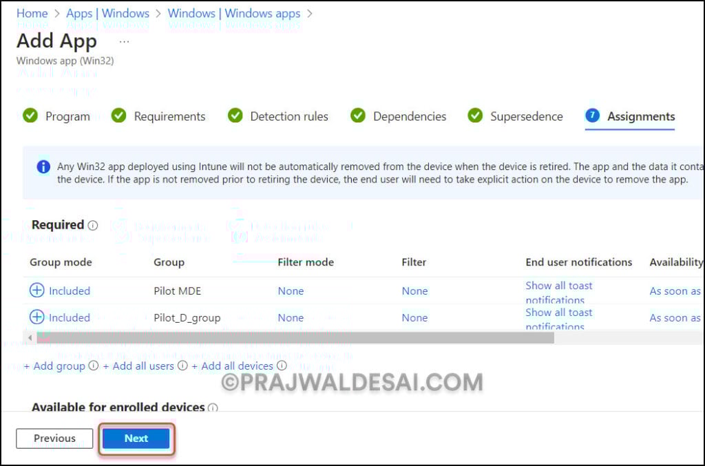 Deploy ManageEngine Endpoint Central Agent using Intune 16 Assignments