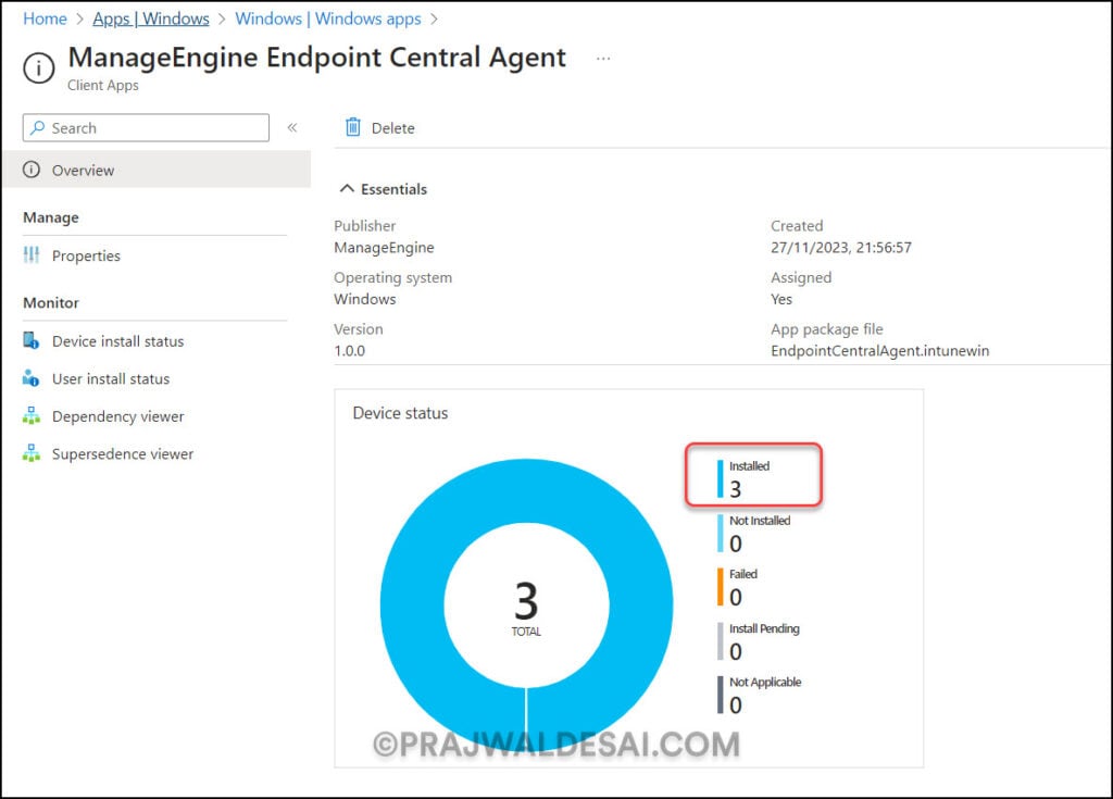 Deploy ManageEngine Endpoint Central Agent using Intune 18 Monitor Endpoint Central Agent Deployment
