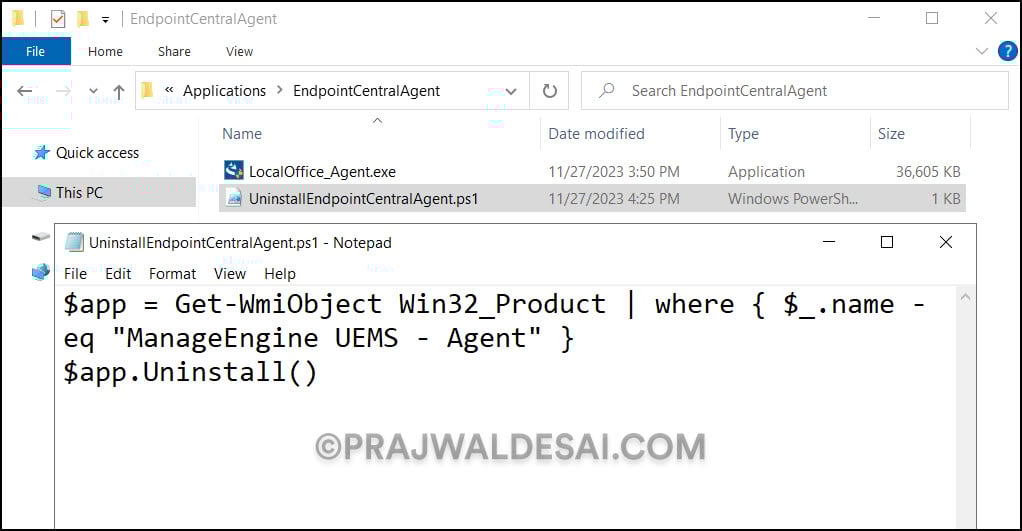Deploy ManageEngine Endpoint Central Agent using Intune 4 PowerShell Script to Uninstall ManageEngine Endpoint Central Agent