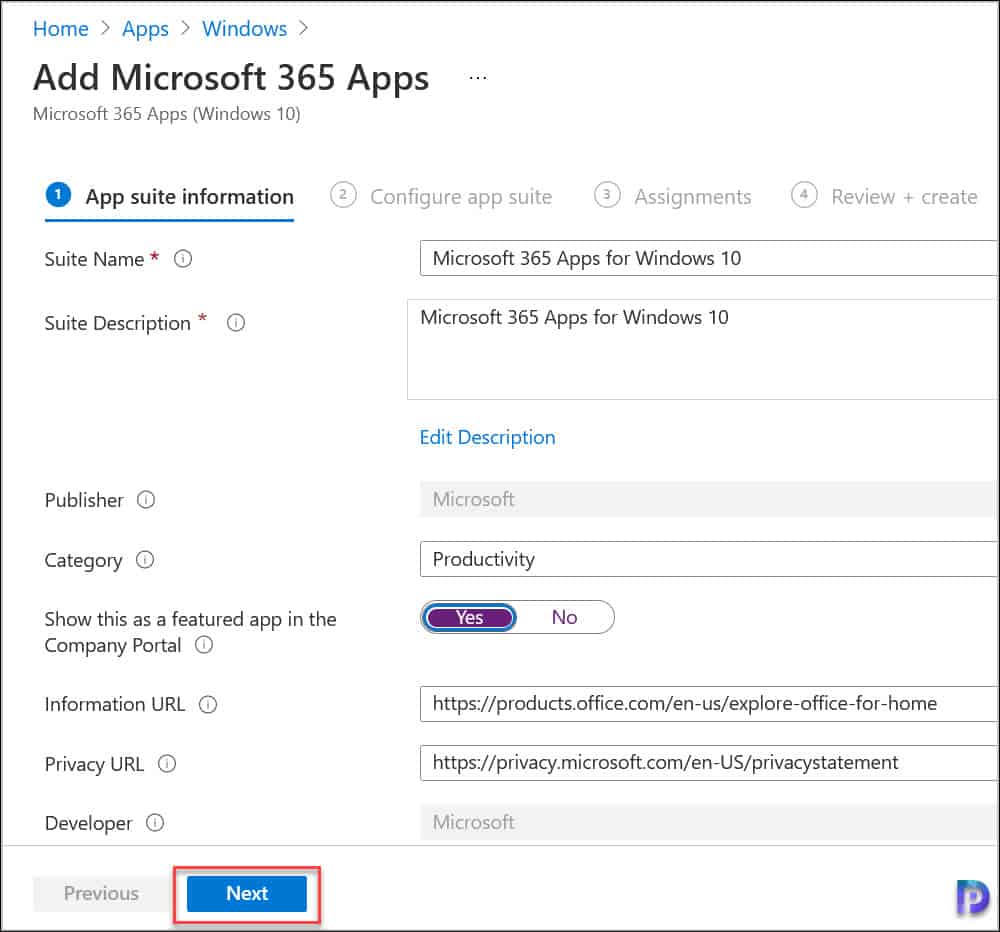 Deploy Microsoft 365 Apps with Intune | Endpoint Manager 3 Add Microsoft 365 Apps Information