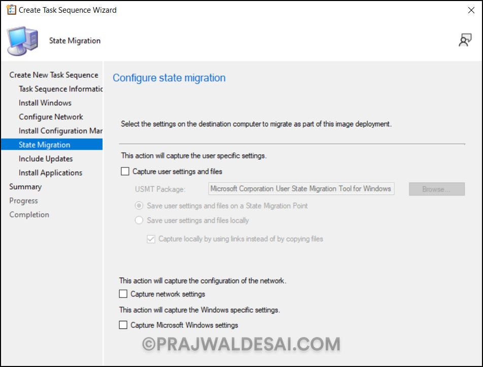 Deploy Windows 11 23H2 using ConfigMgr Task Sequence 14 Configure State Migration