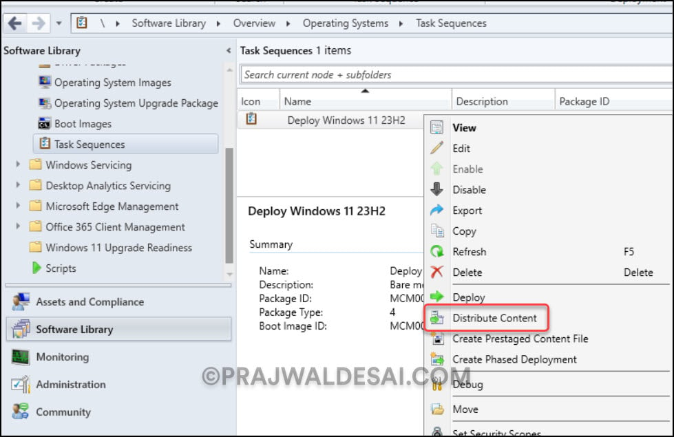 Distribute the Task Sequence content to Distribution Points