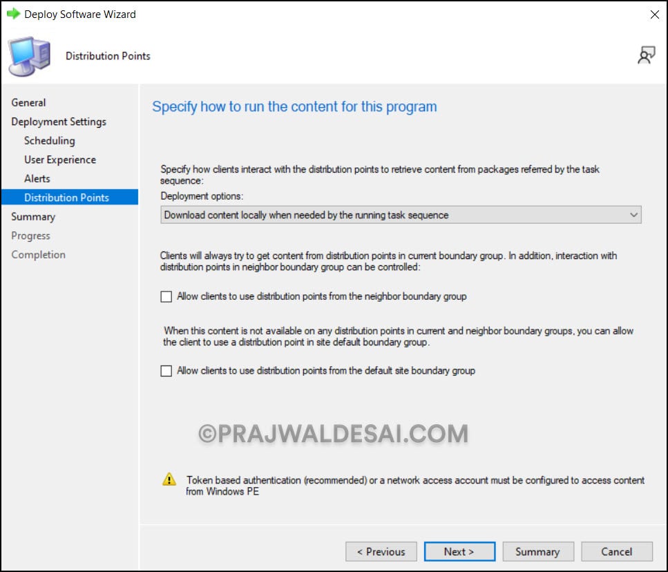 Configure Content Settings for Task Sequence