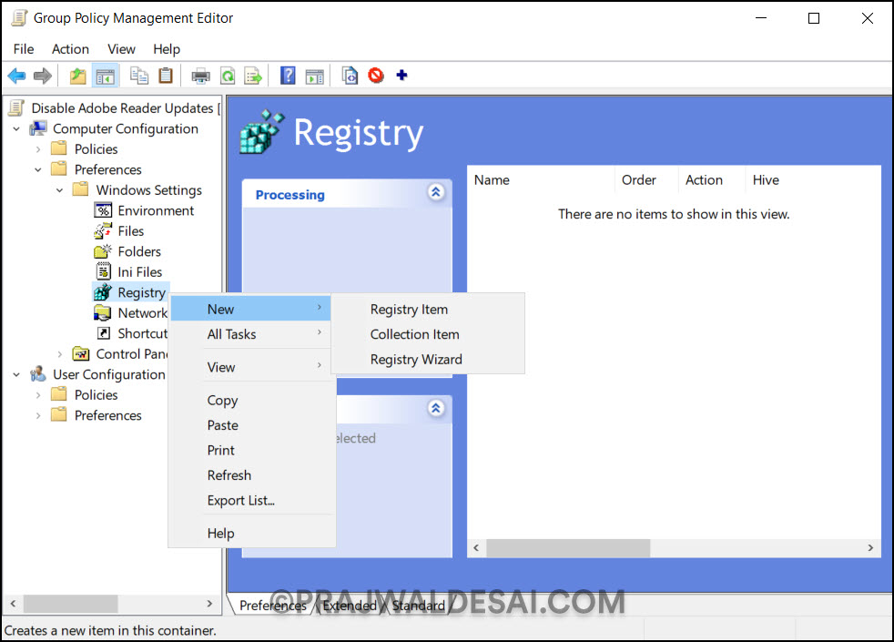 Disable Acrobat Reader Updates using GPO (Group Policy) 7 Create Registry Item to disable Adobe Reader Updates