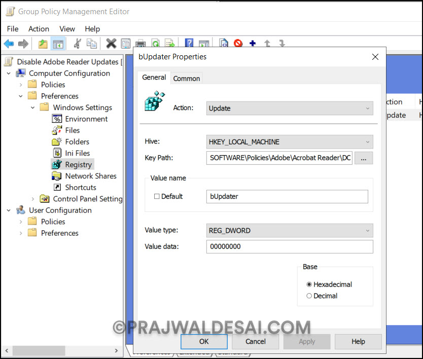 Disable Acrobat Reader Updates using GPO (Group Policy) 8 Create Registry Item to disable Acrobat Reader Updates