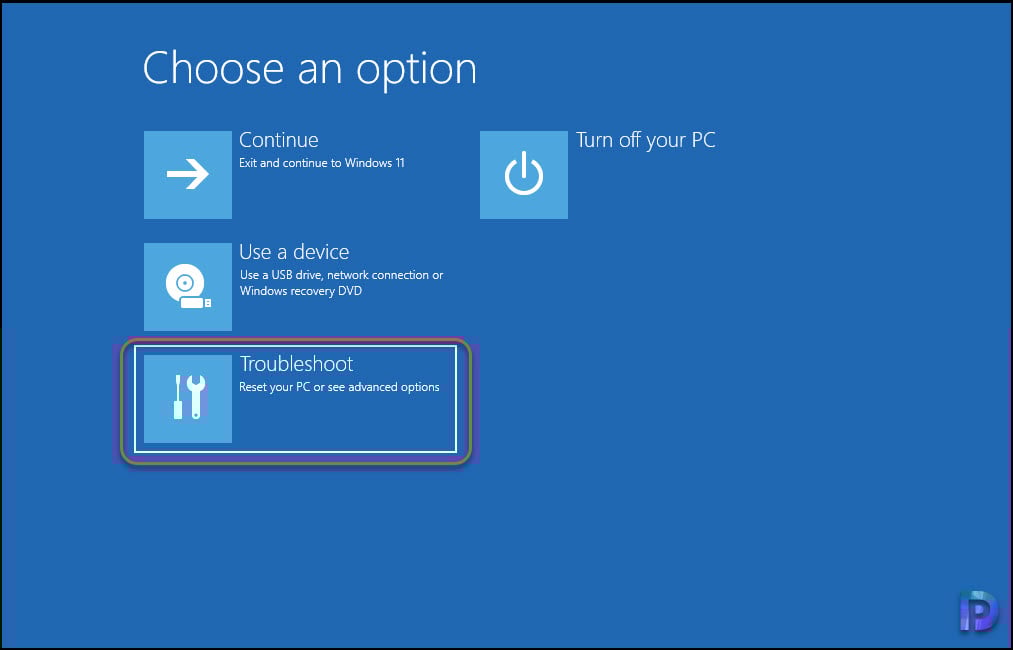 4 Ways to Disable Driver Signature Enforcement in Windows 11 2 Windows 11 Recovery Mode: Select Troubleshoot