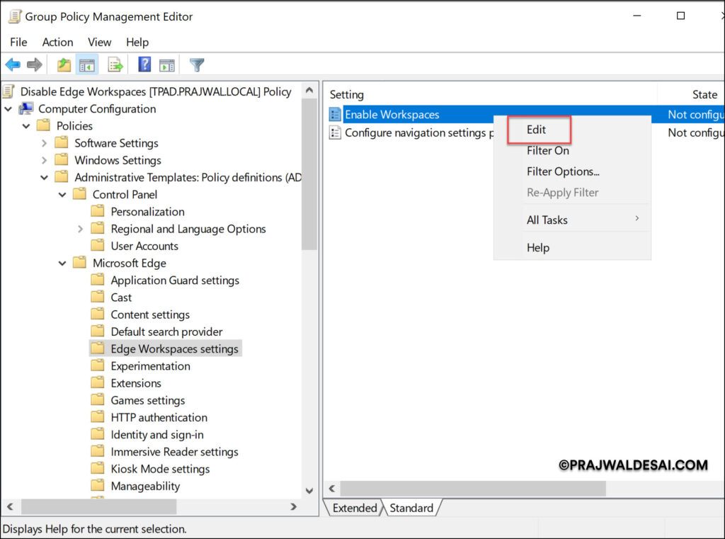 Disable Edge Workspaces using Group Policy (GPO) 2 Disable Edge Workspaces using Group Policy