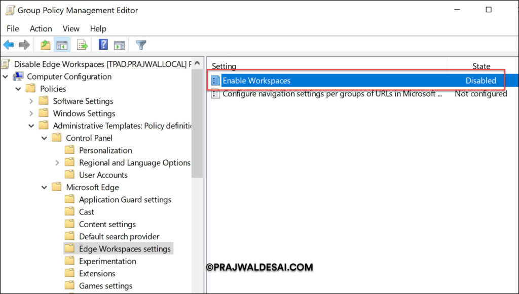 Disable Edge Workspaces using Group Policy (GPO) 4 Disable Edge Workspaces using Group Policy