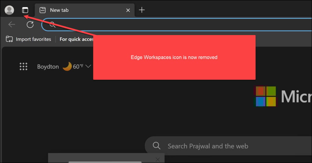 Disable Edge Workspaces using Group Policy (GPO) 5 Edge Workspaces Icon Removed