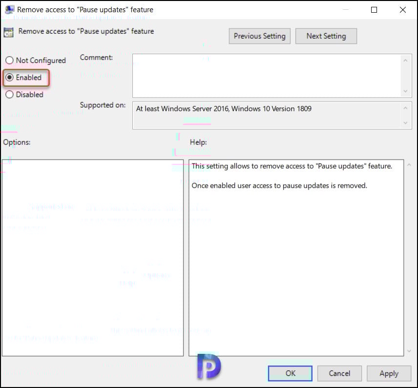Disable Pause Updates using Intune | Group Policy (GPO) 17 Using Local Group Policy Editor to turn off access to Pause Updates feature