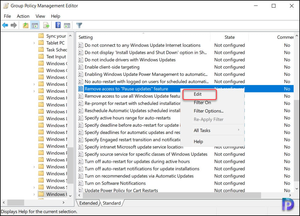 Disable Pause Updates using Group Policy