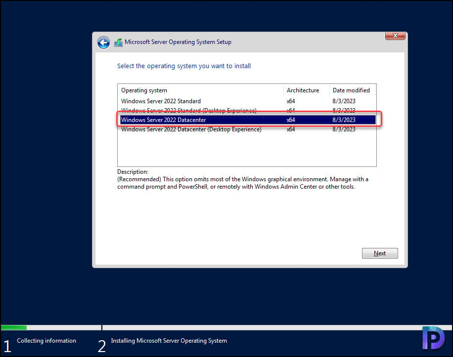 Install Windows Server 2022 Core