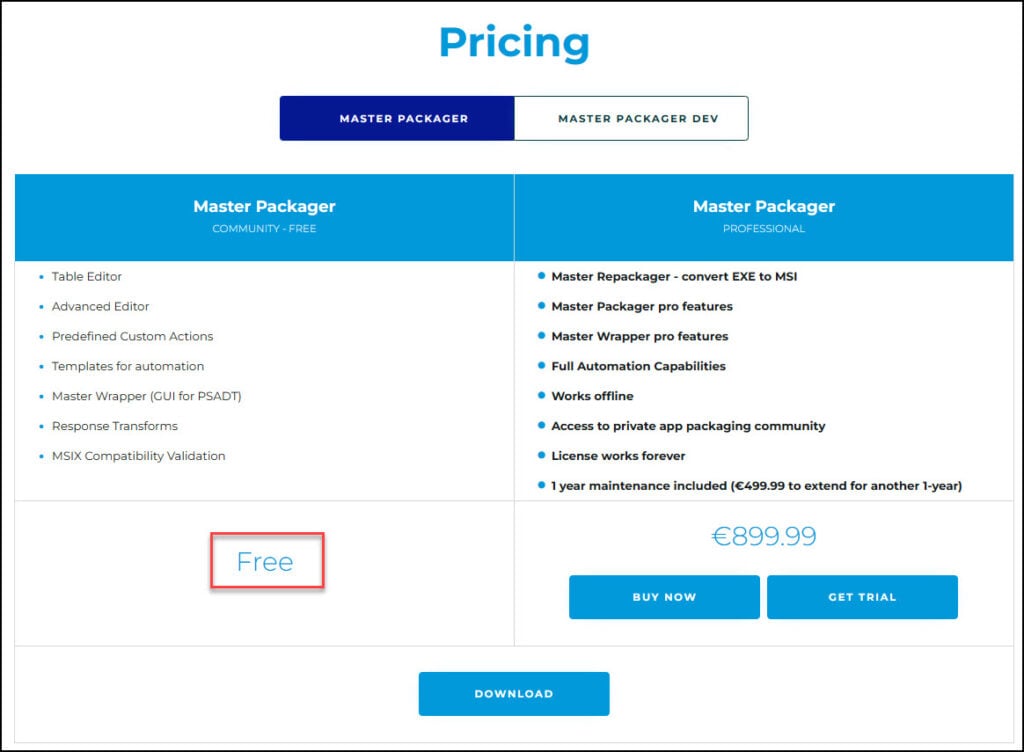 Download Master Packager Tool