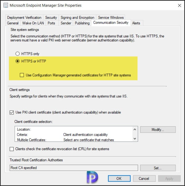 Enable Site System Roles for HTTPS or Enhanced HTTP 3 Enable site system roles for HTTPS or Enhanced HTTP