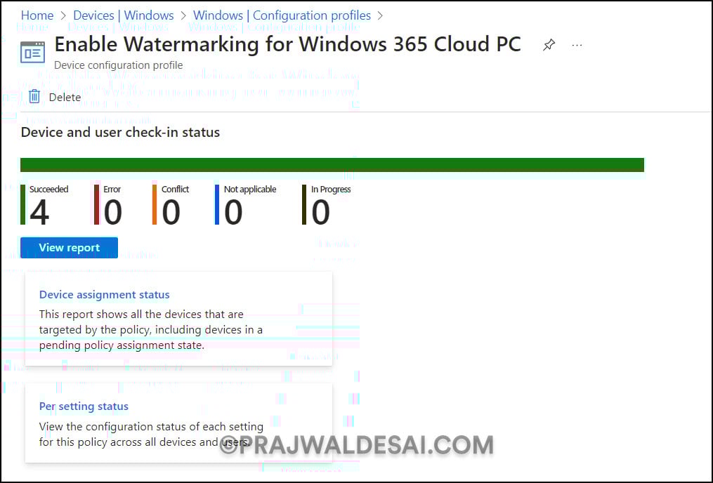 Enable Watermarking for Windows 365 Cloud PCs 7 Monitor Cloud PC Watermarking Policy in Intune