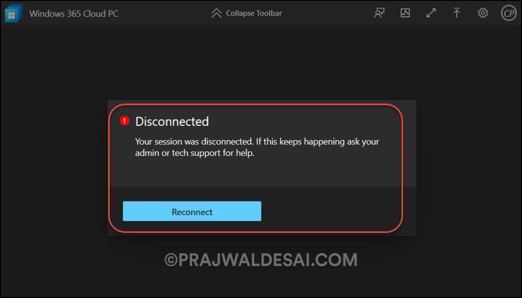 Enable Watermarking for Windows 365 Cloud PCs 9 Cloud PC Session Disconnected after Watermarking