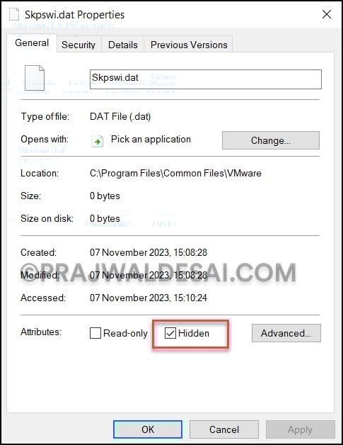 Exclude folders from Software Inventory in SCCM 3 Turn on Hidden attribute for Skpswi.dat file