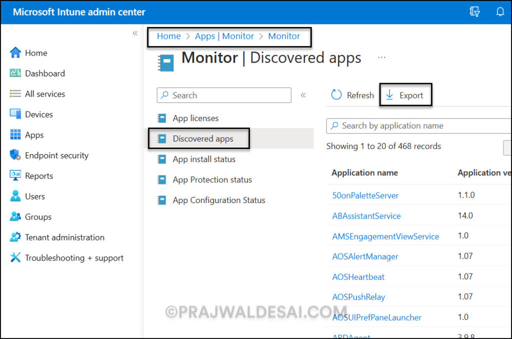 Export Software Inventory Report from Intune