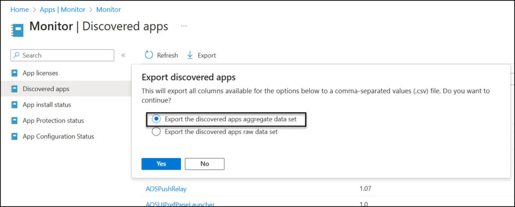 2 Ways to Export Software Inventory Report from Intune 4 Export the discovered apps aggregate data set