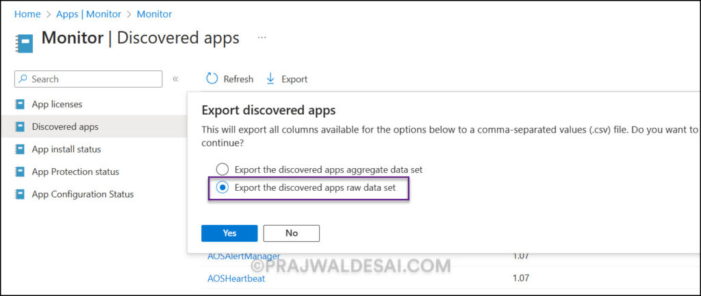 2 Ways to Export Software Inventory Report from Intune 6 Export the discovered apps raw data set Report